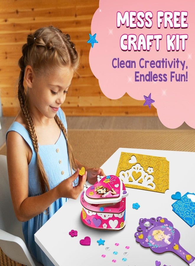 Smartivity Little Princess Craft Box for Girls|DIY Art & Craft Kit to Make Jewellery Box,Mirror & Frame|Age 4-8 Years|Kids Craft Activity Set with Gems & Glitter|Birthday Gift for Kids,Multicolor - Image 4